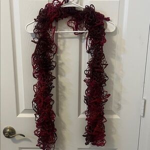 Red and Black Ruffled Scarf